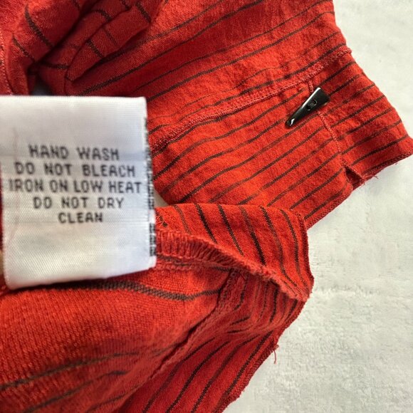 Habitat Womens Red Striped Artsy Asymmetrical Top Blouse Large 3/4 Sleeve Button - Picture 5 of 8